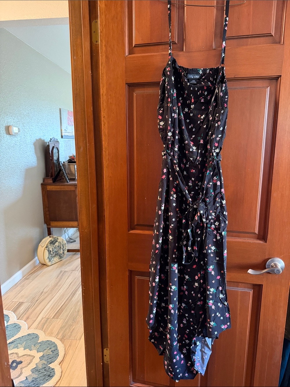 City Chic Black Floral High-Low Slip Dress